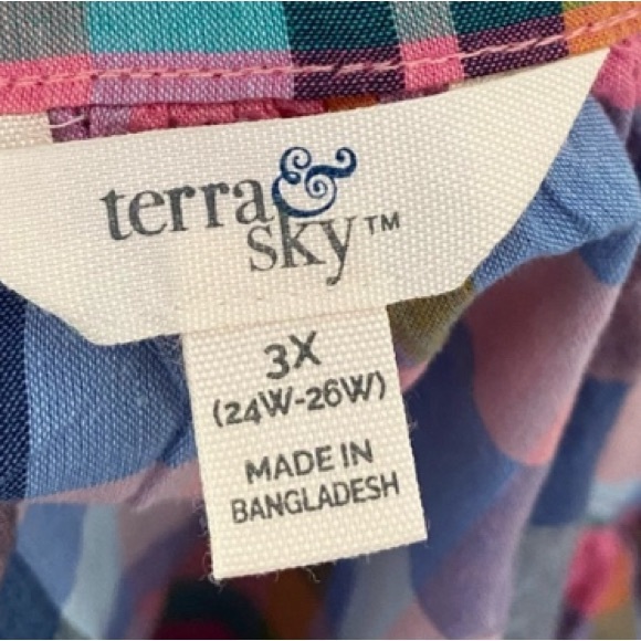 Terra & Sky Plaid Ruffle Sleeve Top - Picture 2 of 2